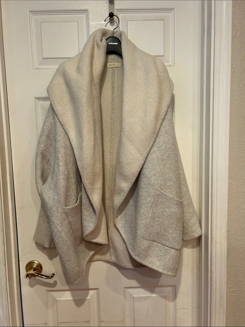 Anthropologie Sleeping On Snow Soft Shawl-Collar Draped Cardigan - Cream